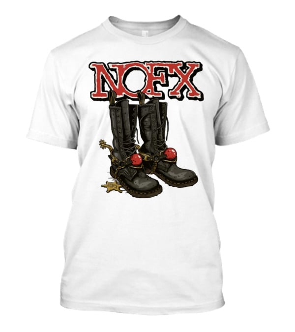 NOFX Punk Boots With Chains And Red Orbs T-Shirt