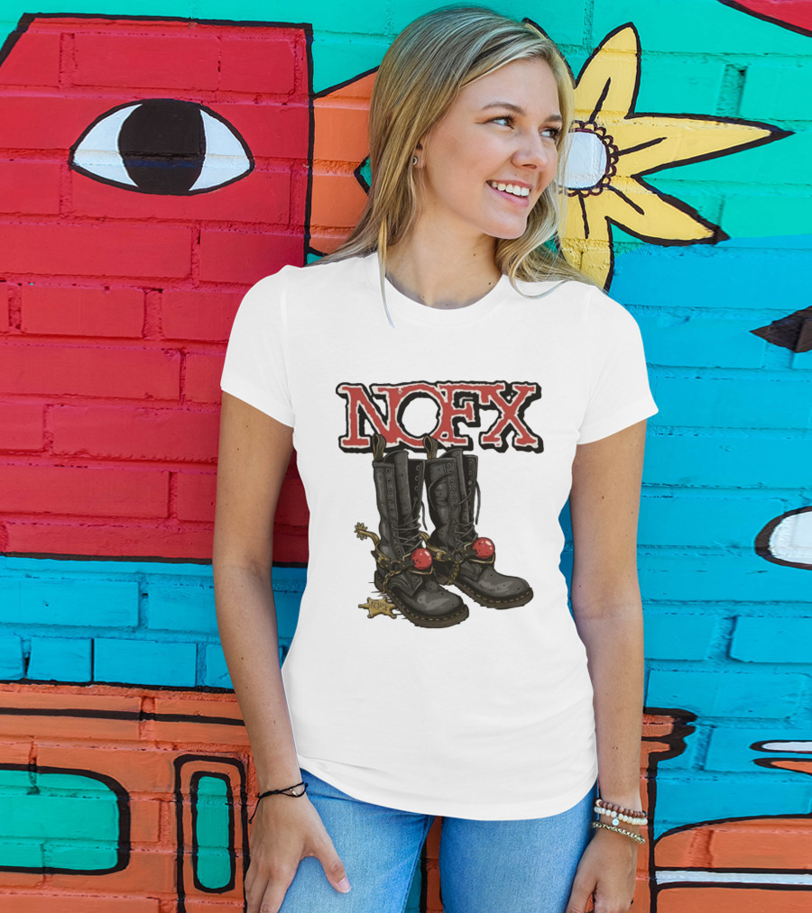 NOFX Punk Boots With Chains And Red Orbs T-Shirt