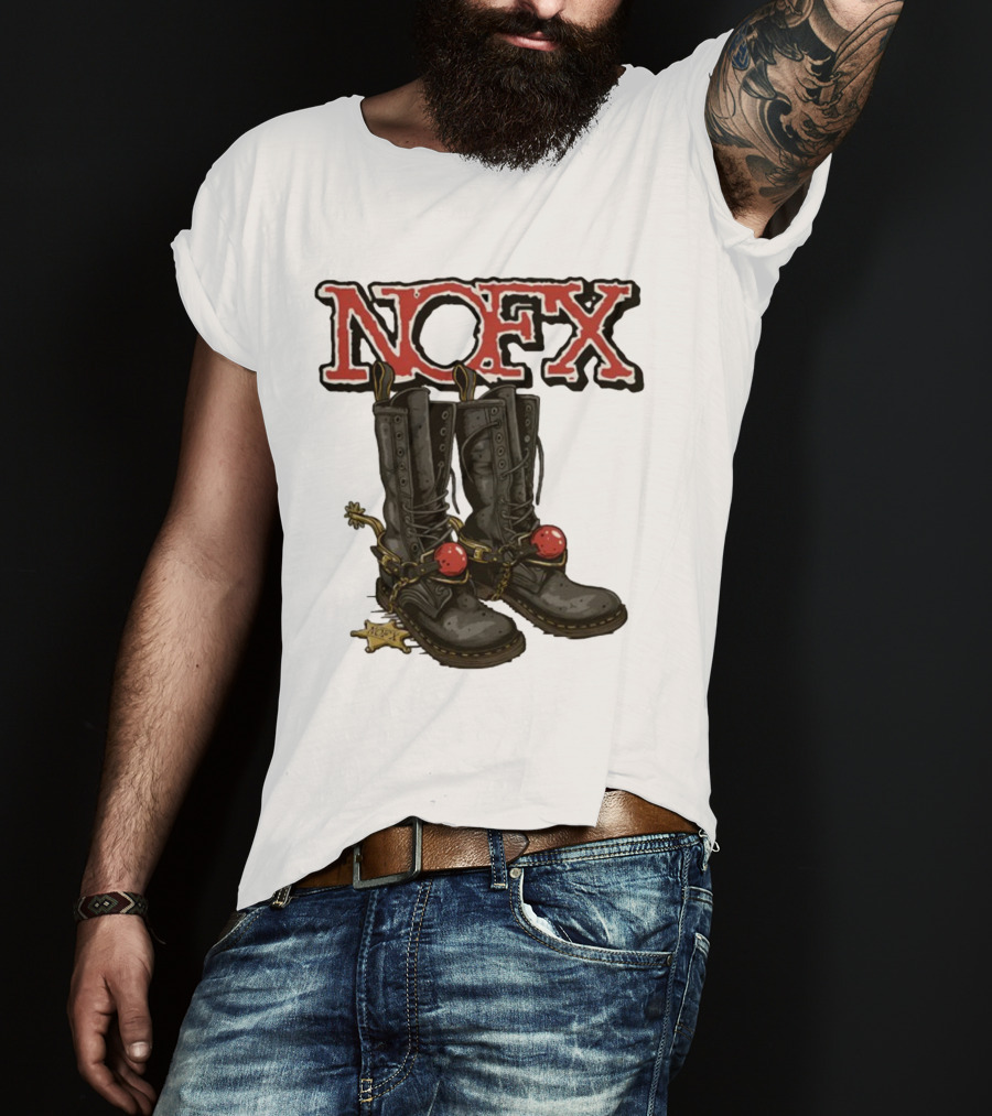 NOFX Punk Boots With Chains And Red Orbs T-Shirt