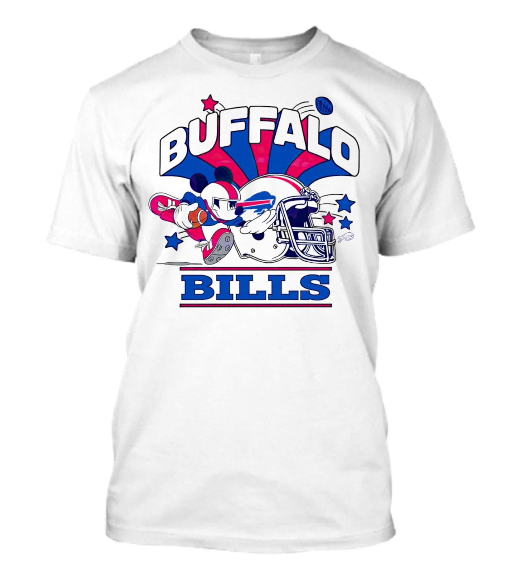 Buffalo Bills Football Mickey Mouse Tackle Starburst T-Shirt