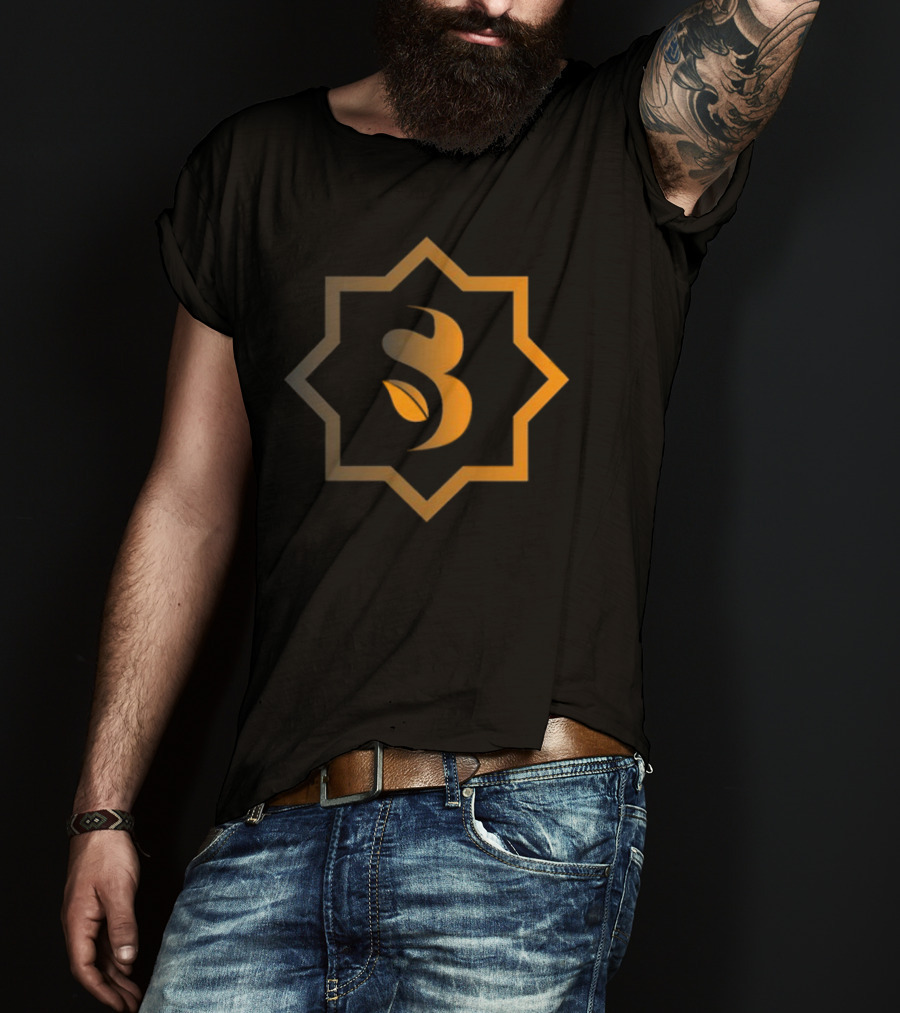 Sidrabank Golden Emblem With Leaf Icon In Star Frame T-Shirt