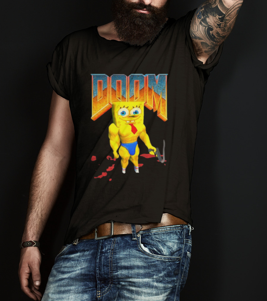 Doom Spongebob Teenhearts Muscular Parody Crossover T-Shirt