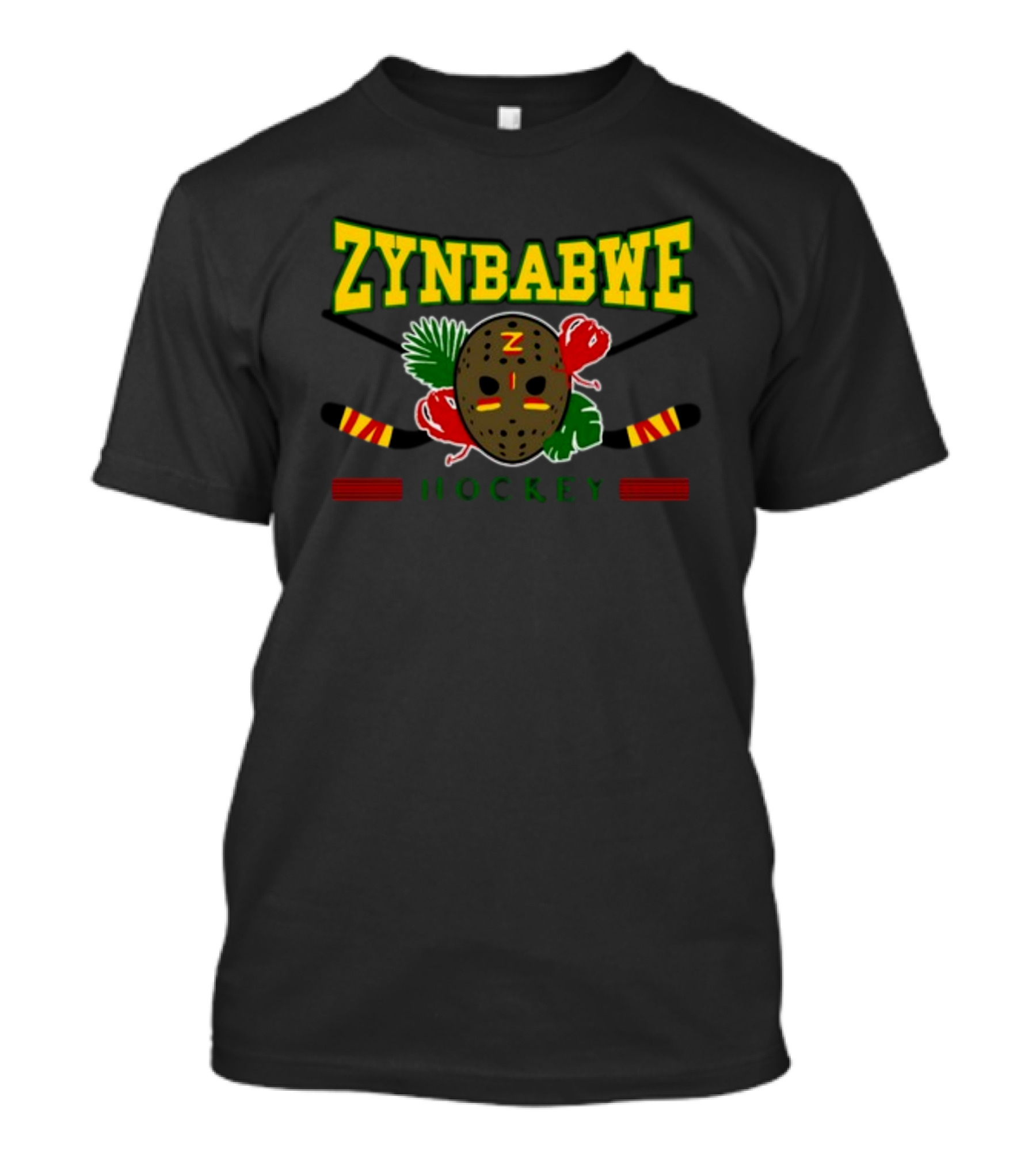 Frzrtrps Store Zimbabwe Hockey Mask And Sticks Design Zybwe Hockey Tarp T-Shirt
