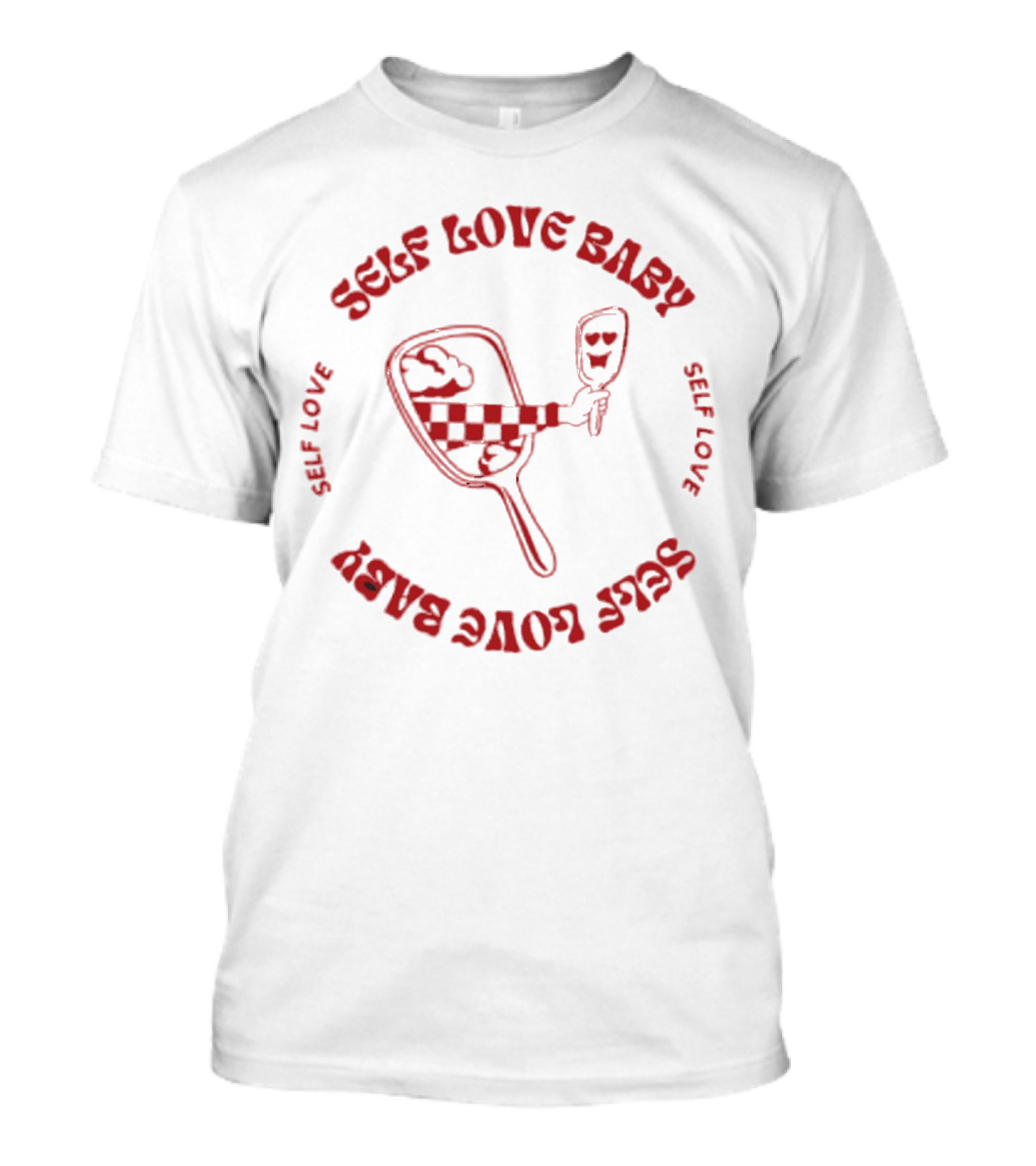 Self Love Baby Hand Mirror Reflection Checkered Arm Hearts T-Shirt