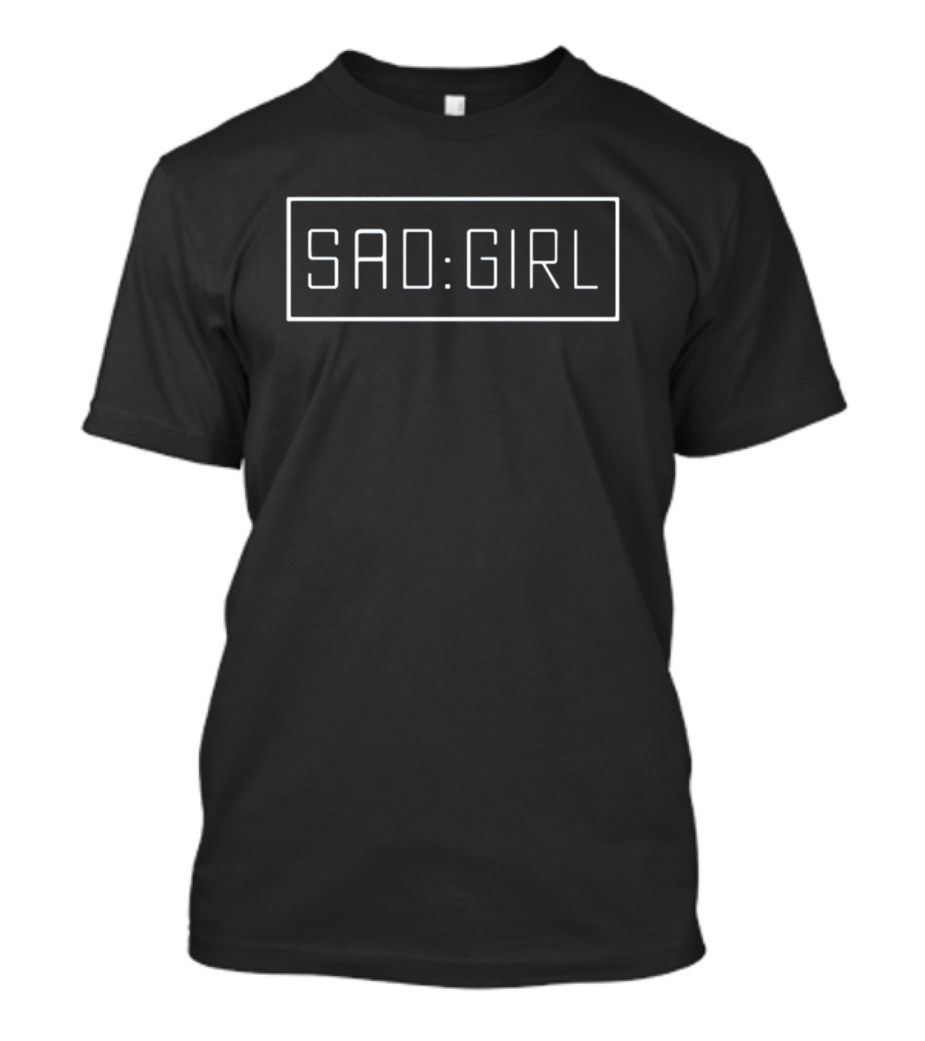 SAD GIRL Minimalist White Outline Typography T-Shirt