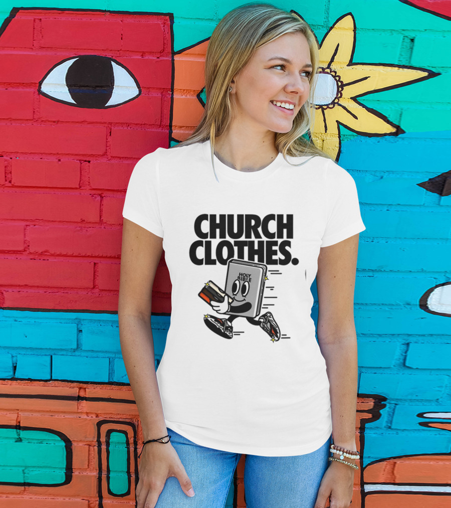 Church Clothes Holy Bible Cartoon Running Sneakers T-Shirt