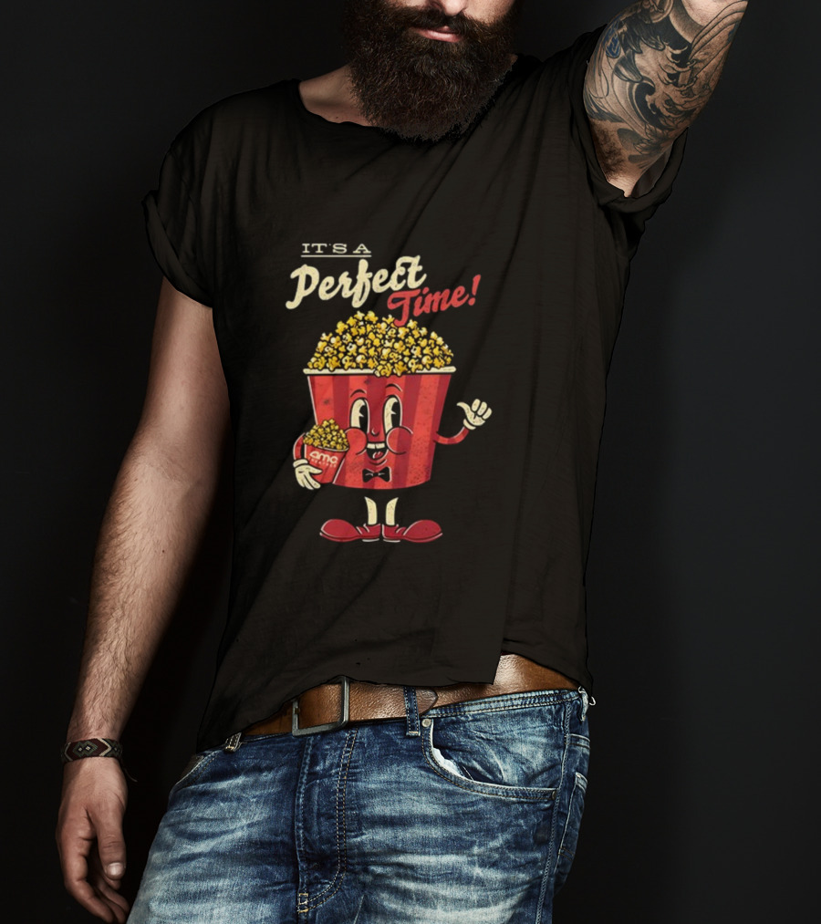 It's A Perfect Time AMC Theatres Movie Popcorn Cartoon T-Shirt