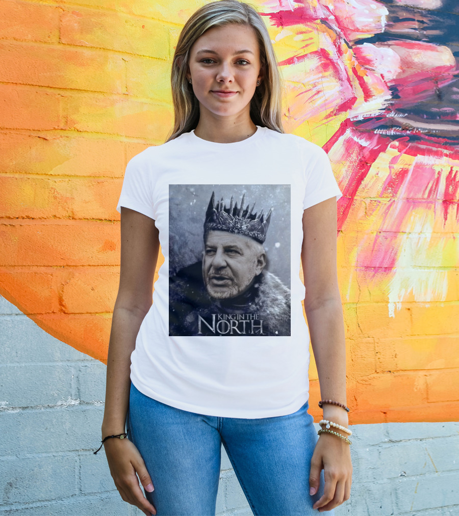 Bill Belichick King In The North Game Of Thrones Style Crown And Fur Cloak T-Shirt