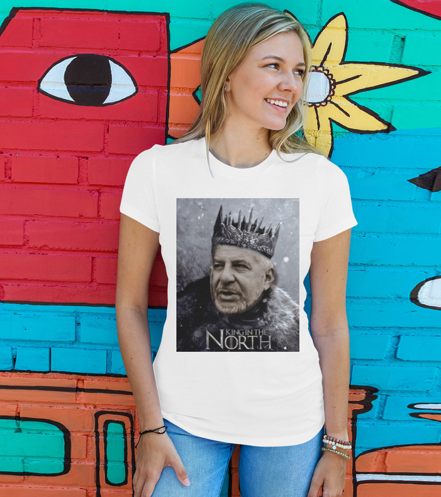 Bill Belichick King In The North Game Of Thrones Style Crown And Fur Cloak T-Shirt
