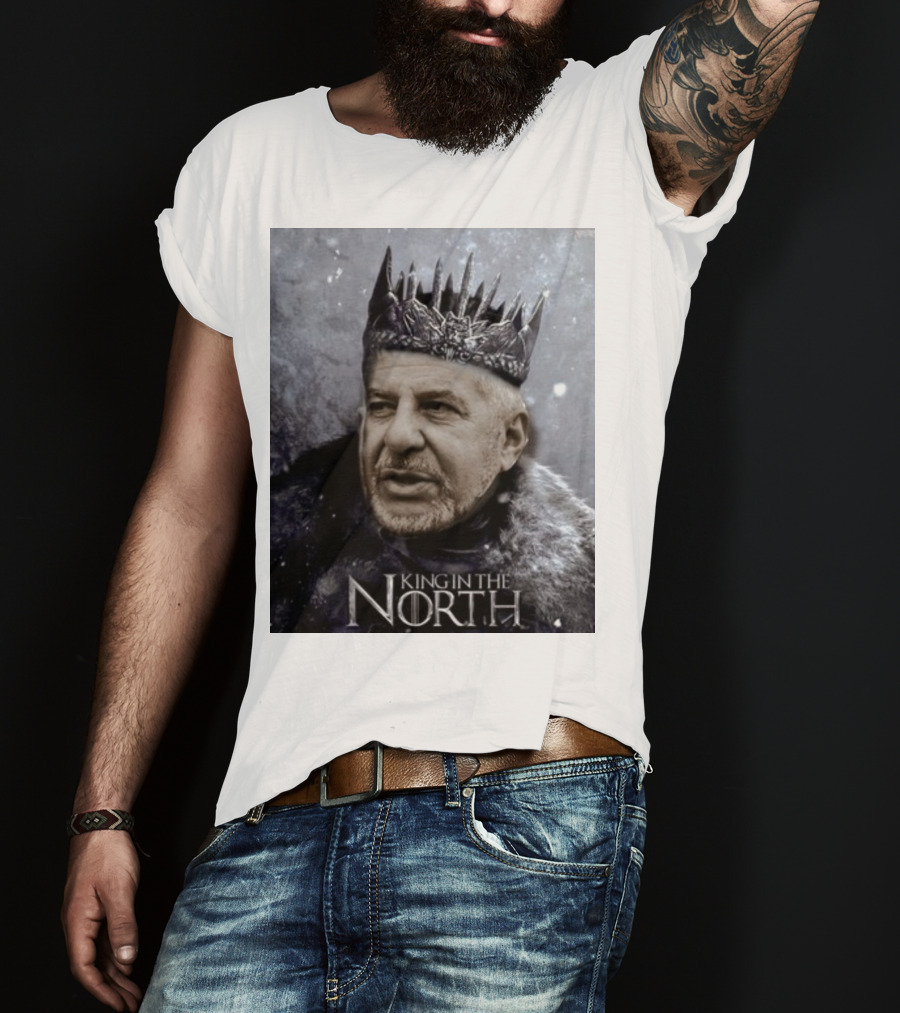 Bill Belichick King In The North Game Of Thrones Style Crown And Fur Cloak T-Shirt