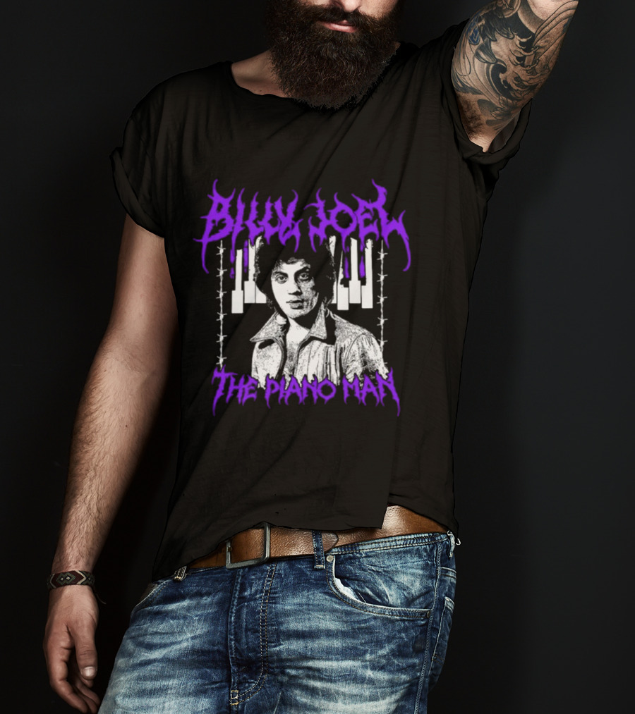 Billy Joel The Piano Man Purple Lettering Piano Keys T-Shirt