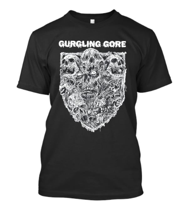 Gurgling Gore Skull Horror Shield T-Shirt