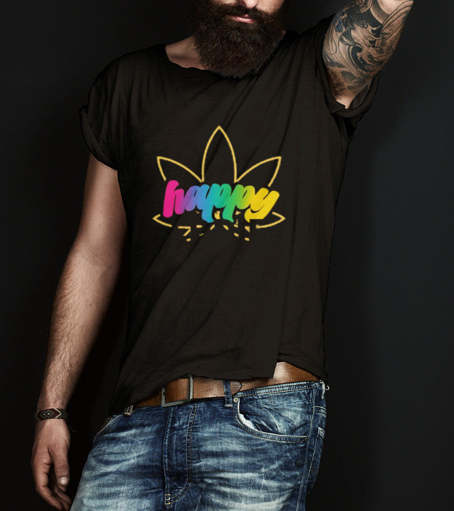 Happy Eddie Freestyle Rainbow Font Leaf T-Shirt
