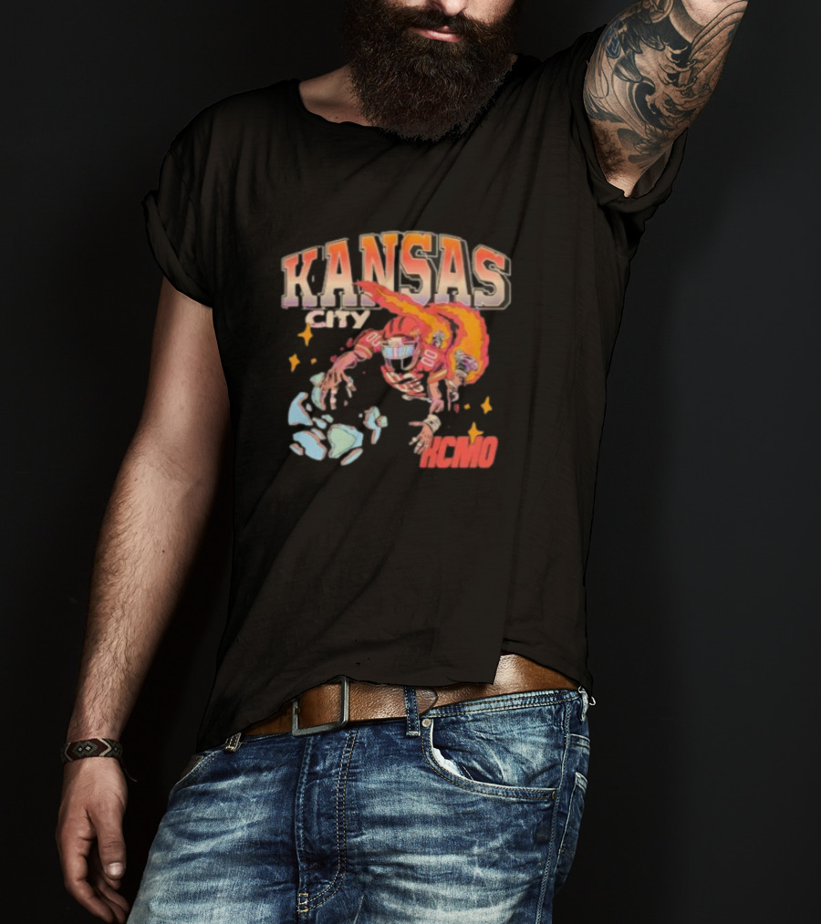 Kansas City Football Player KCMO Chiefs Mascot T-Shirt