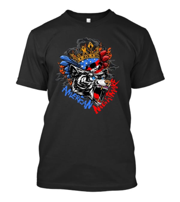 American Nightmare Skull With Crown And Wolf T-Shirt