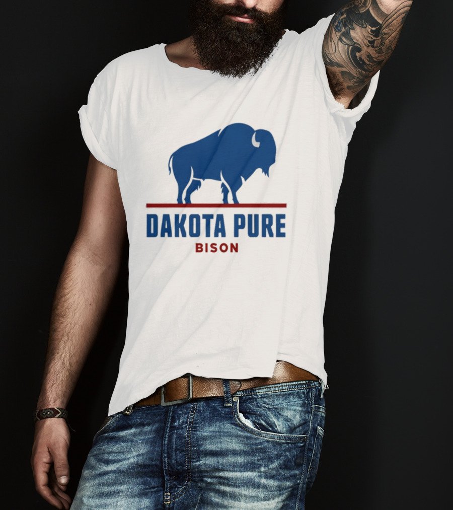 Shawn Baker Dakota Pure Bison Blue Icon Bison Red Line T-Shirt