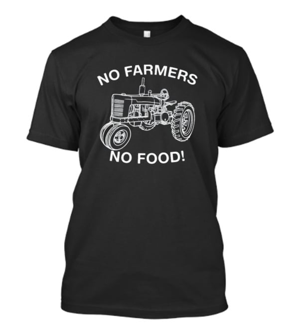 No Farmers No Food Vintage Tractor Outline Drawing T-Shirt