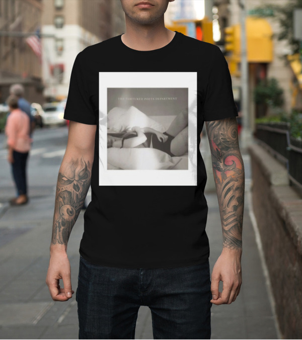 Shirt: The Tortured Poets Department Lying Down Black and White Photograph T-Shirt The Tortured Poets Department Lying Down Black and White Photograph T-Shirt