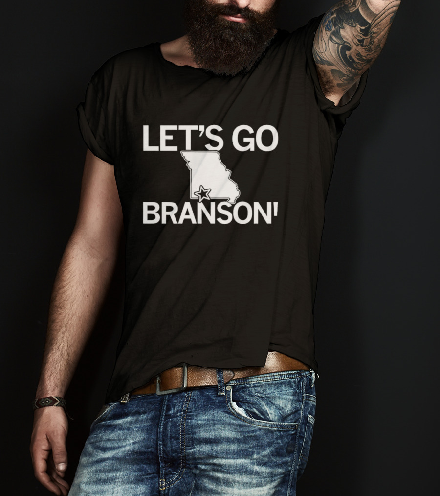 Let's Go Branson Missouri State Outline Star Location T-Shirt