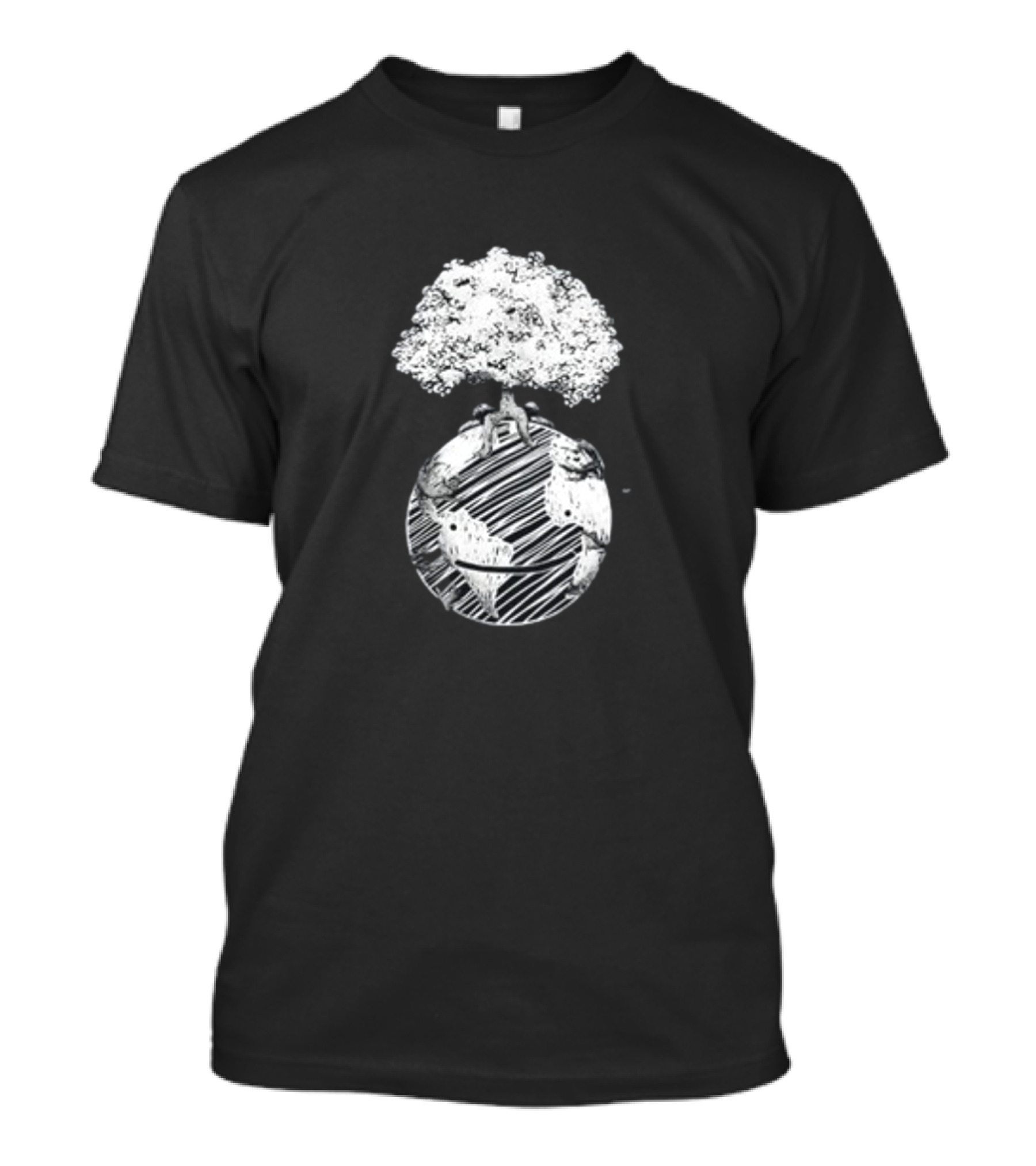 Dream Earth Day Organic Tree And Planet Sketch T-Shirt