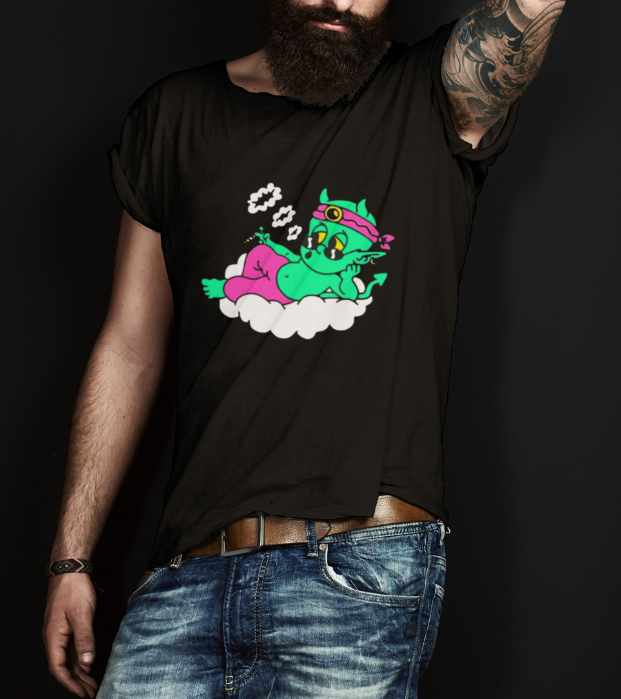 Supermega Funny Brothers Devils Lettuce Smoking Cartoon Demon Cloud T-Shirt