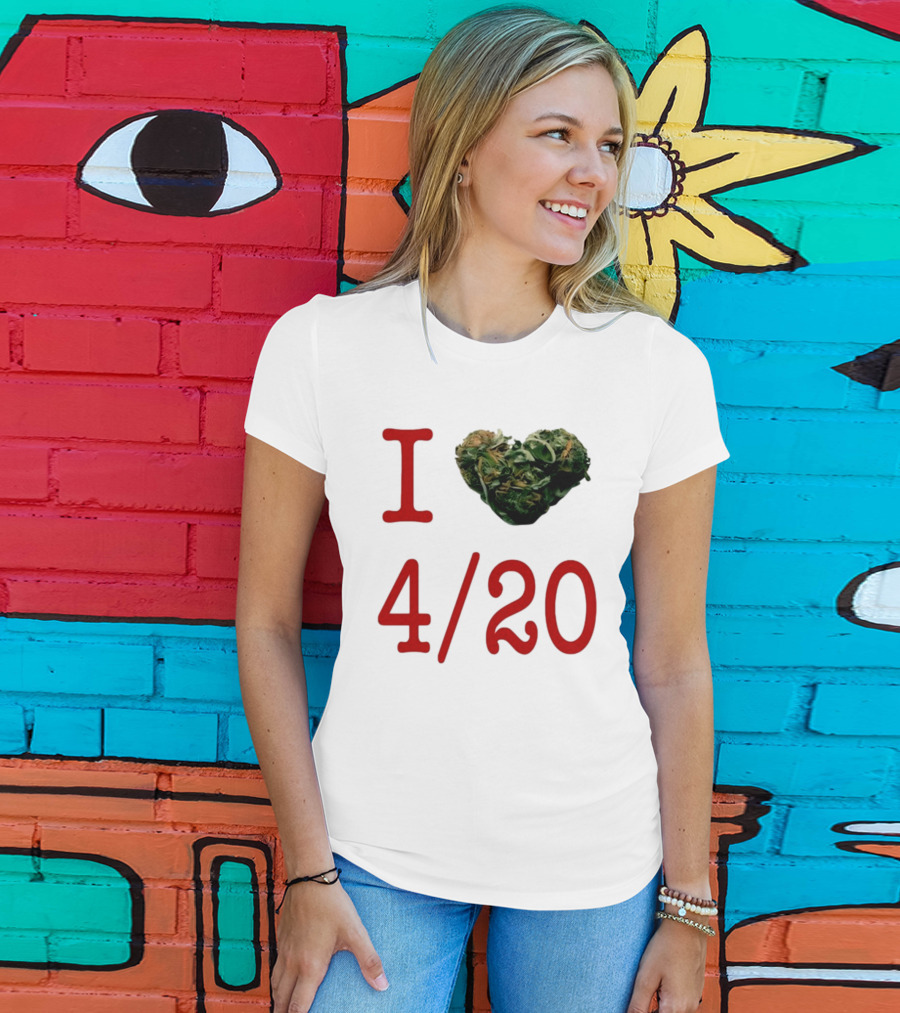 I Love 420 Day Heart Made Of Cannabis T-Shirt