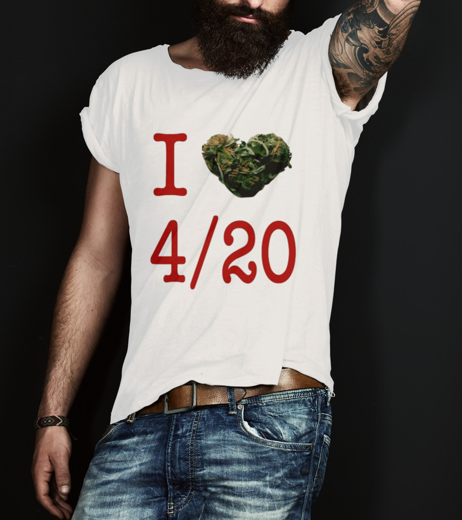 I Love 420 Day Heart Made Of Cannabis T-Shirt