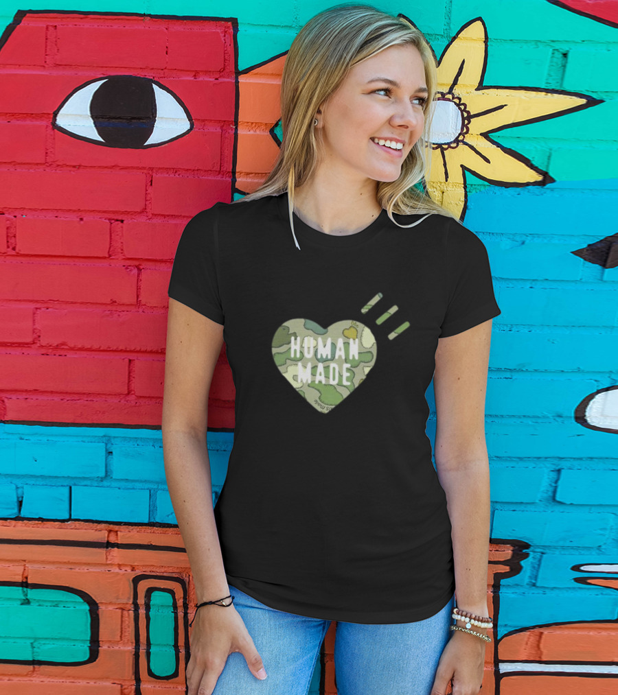 HUMAN MADE Camo Heart Kaws Collaboration T-Shirt