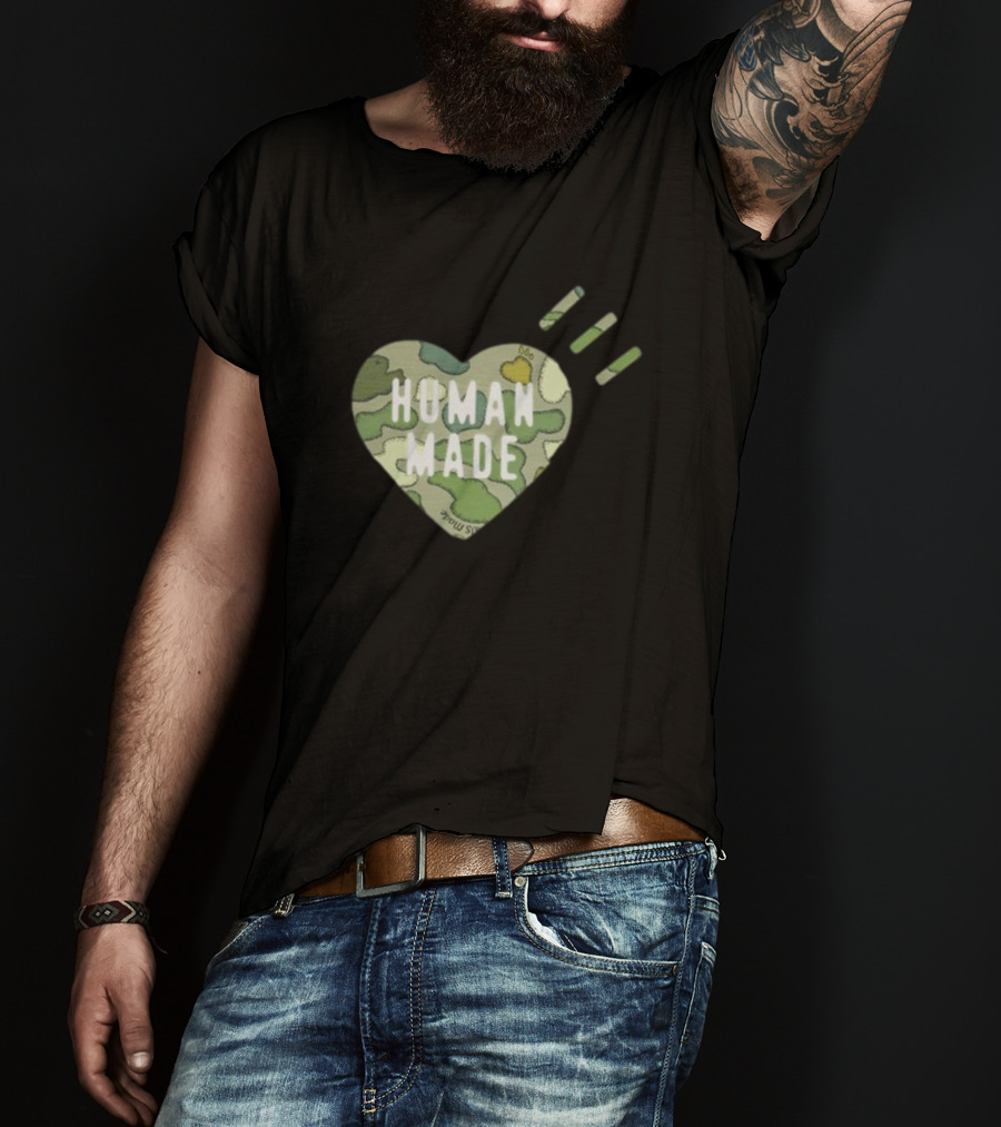 HUMAN MADE Camo Heart Kaws Collaboration T-Shirt