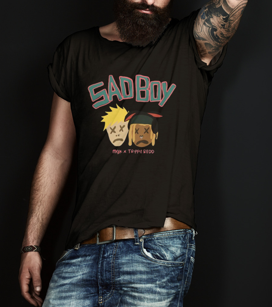 SAD BOY MGK X TRIPPIE REDD Cartoon Faces T-Shirt