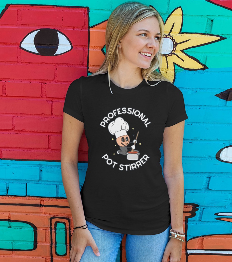 Doublecrossco Professional Pot Stirrer Chef Whimsical Cooking T-Shirt