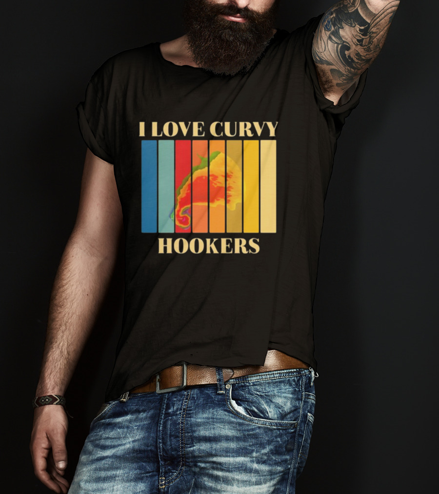 I Love Curvy Hookers Multicolored Abstract Stripes T-Shirt