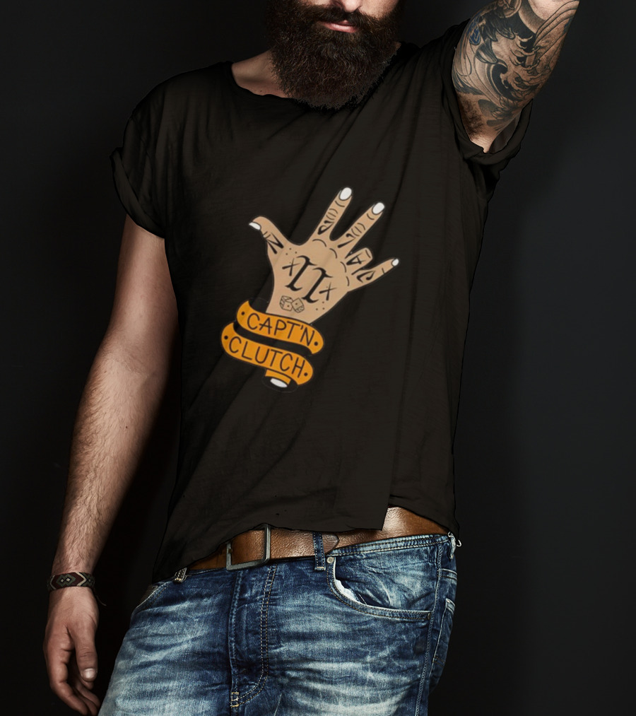 My Business Man Capt'n Clutch Hand Tattoo Numerals Banner T-Shirt