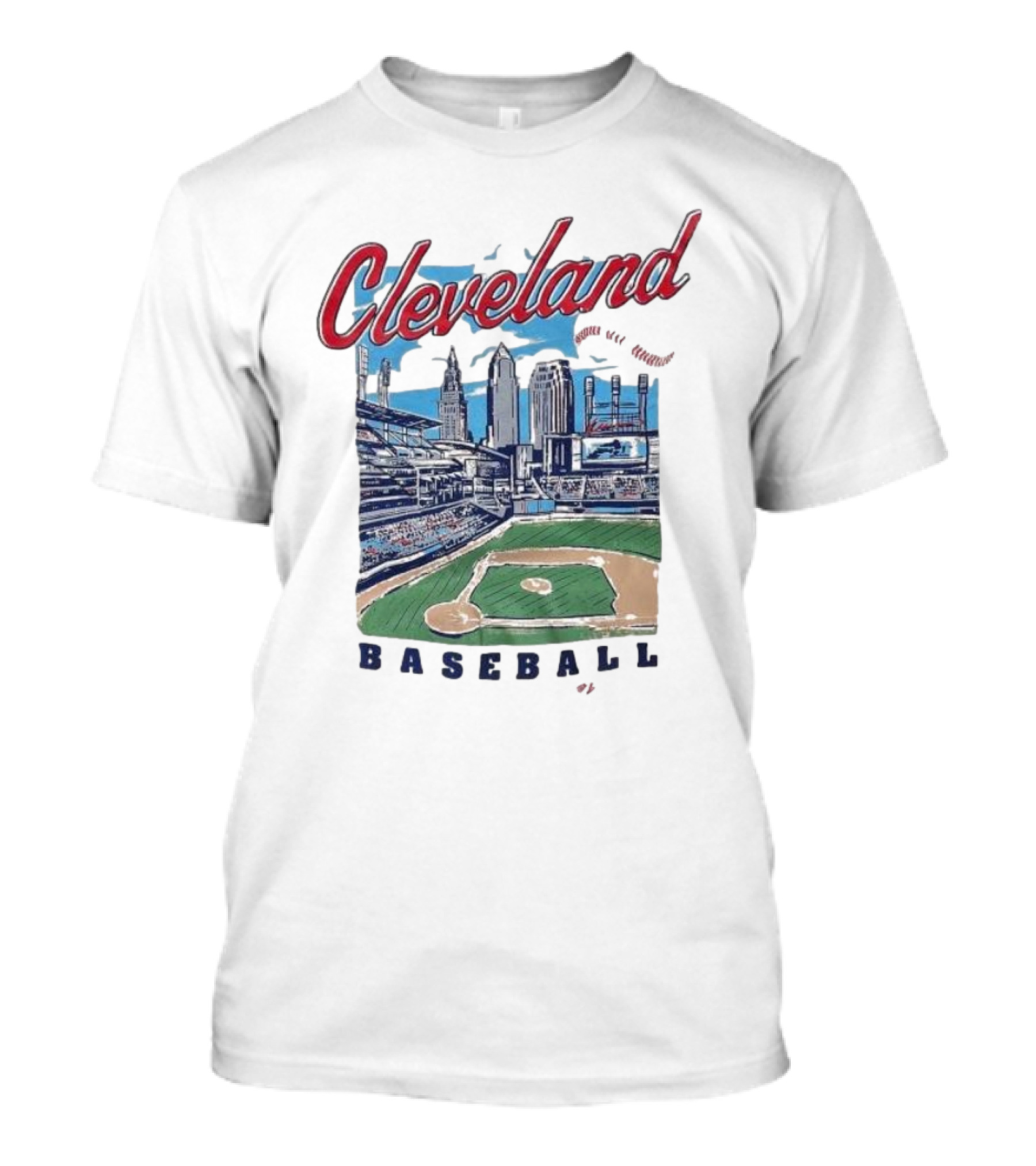 Cleveland Baseball Skyline Stadium Scene T-Shirt