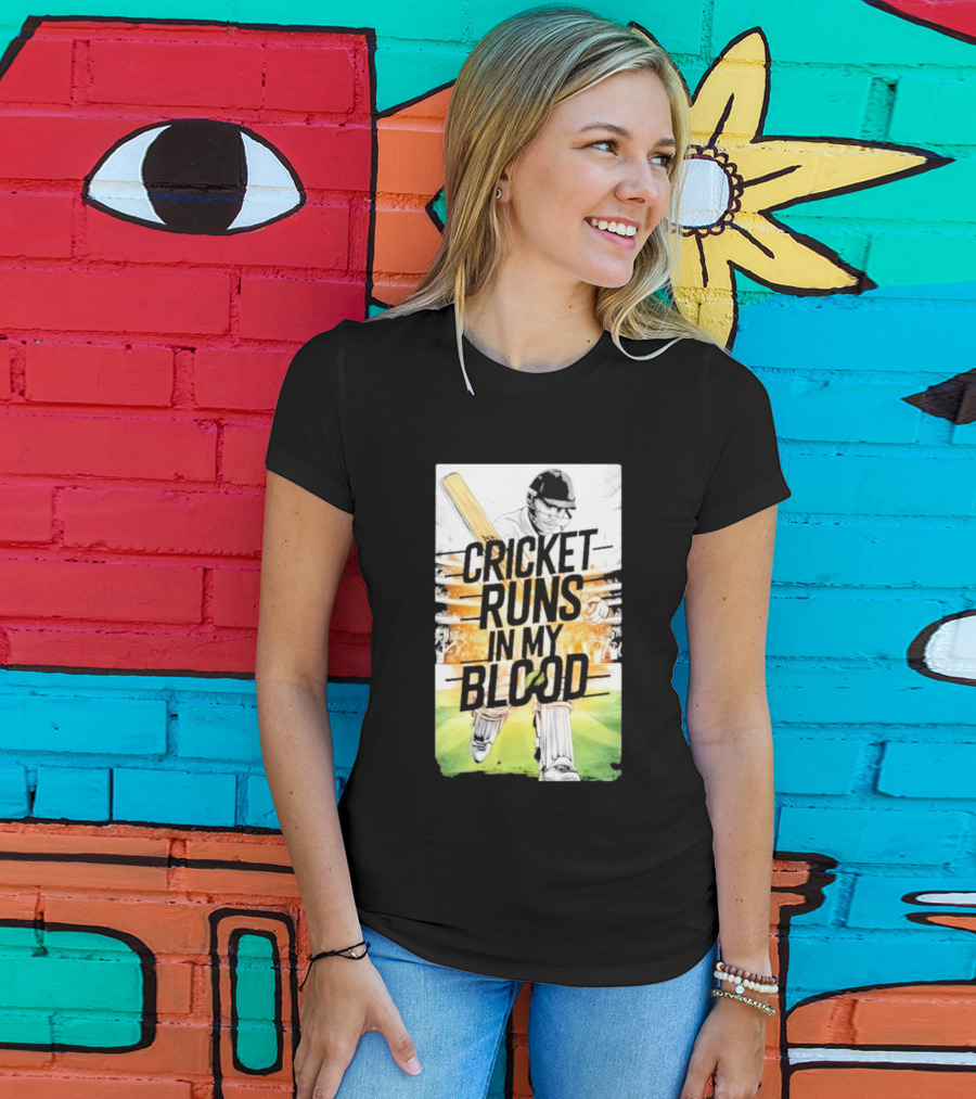 Cricket Runs In My Blood Batting Passion T-Shirt
