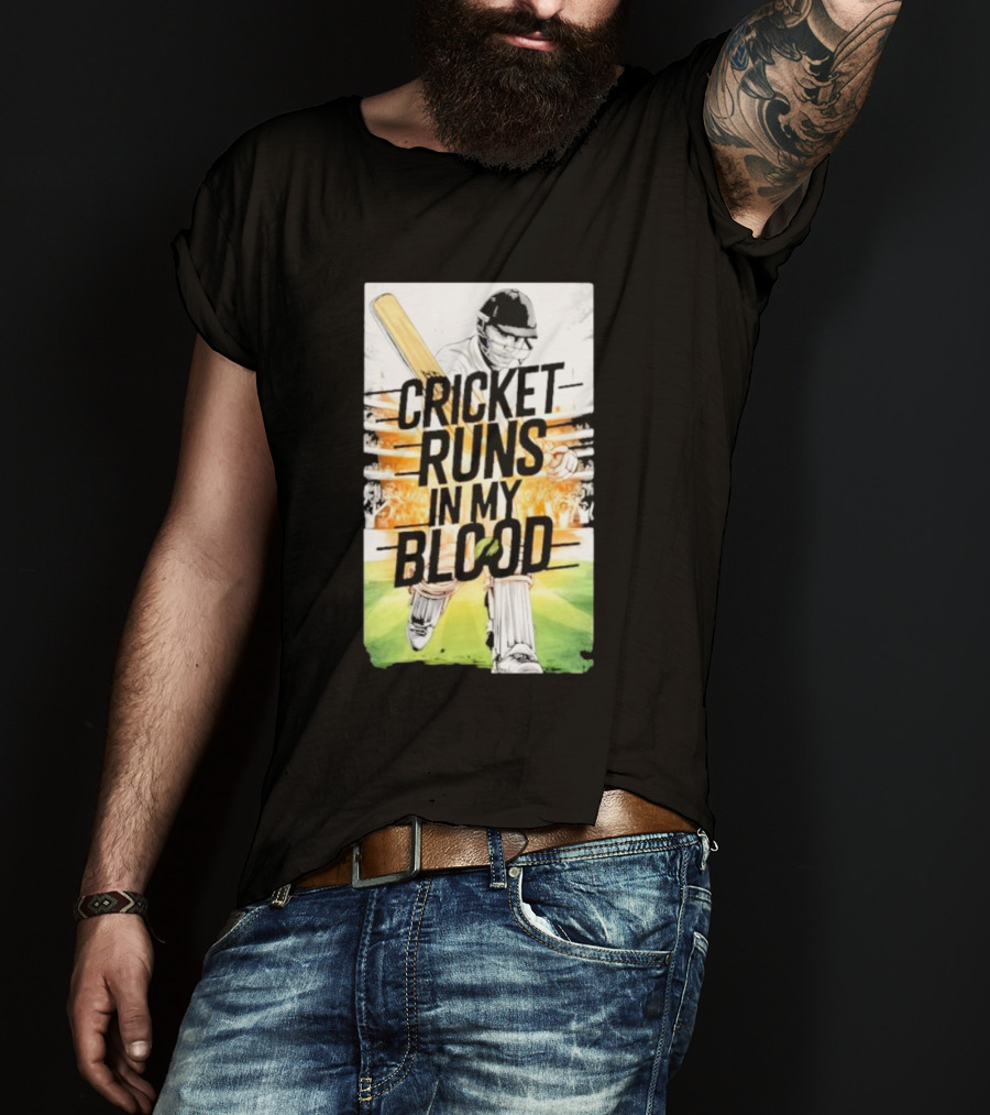 Cricket Runs In My Blood Batting Passion T-Shirt