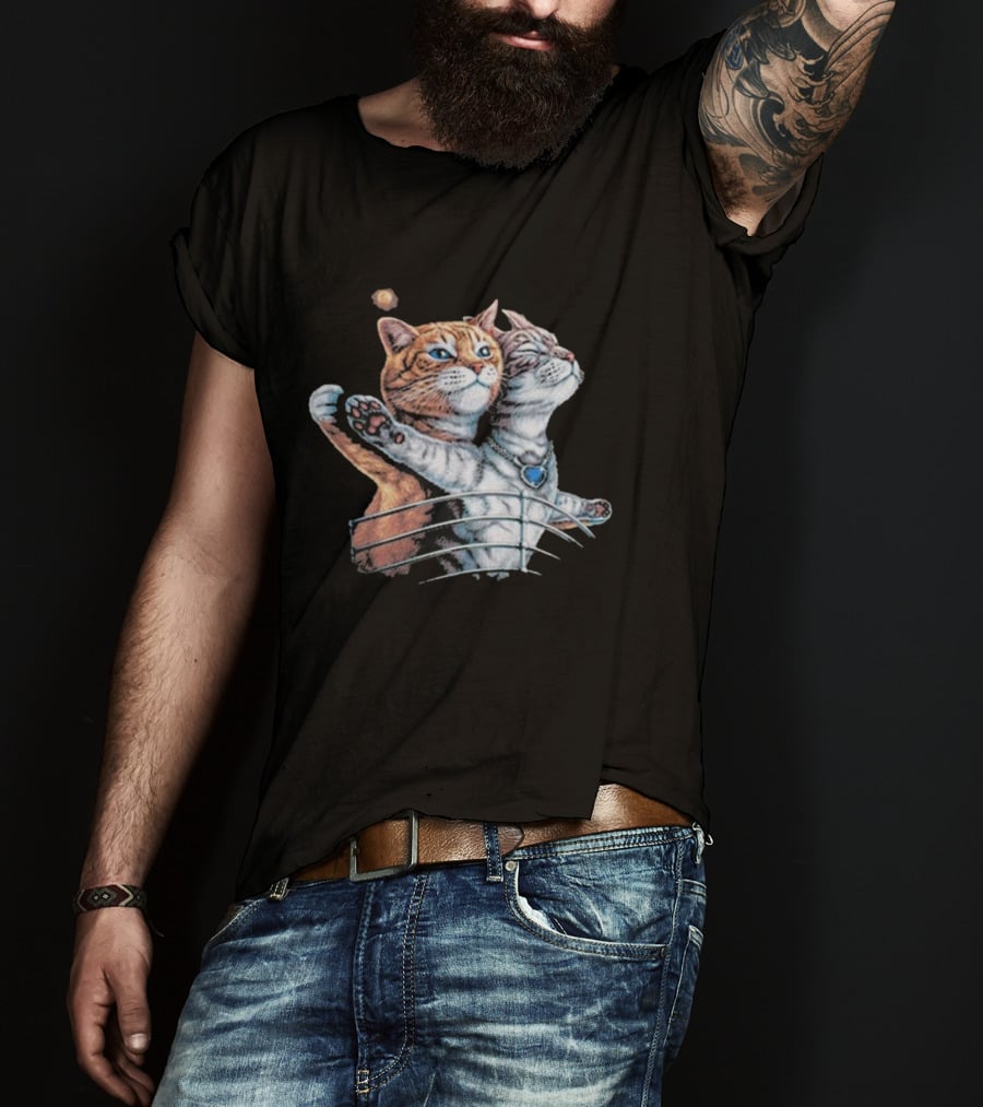 Titanic Cats Jack And Rose Paws On Ship's Bow T-Shirt