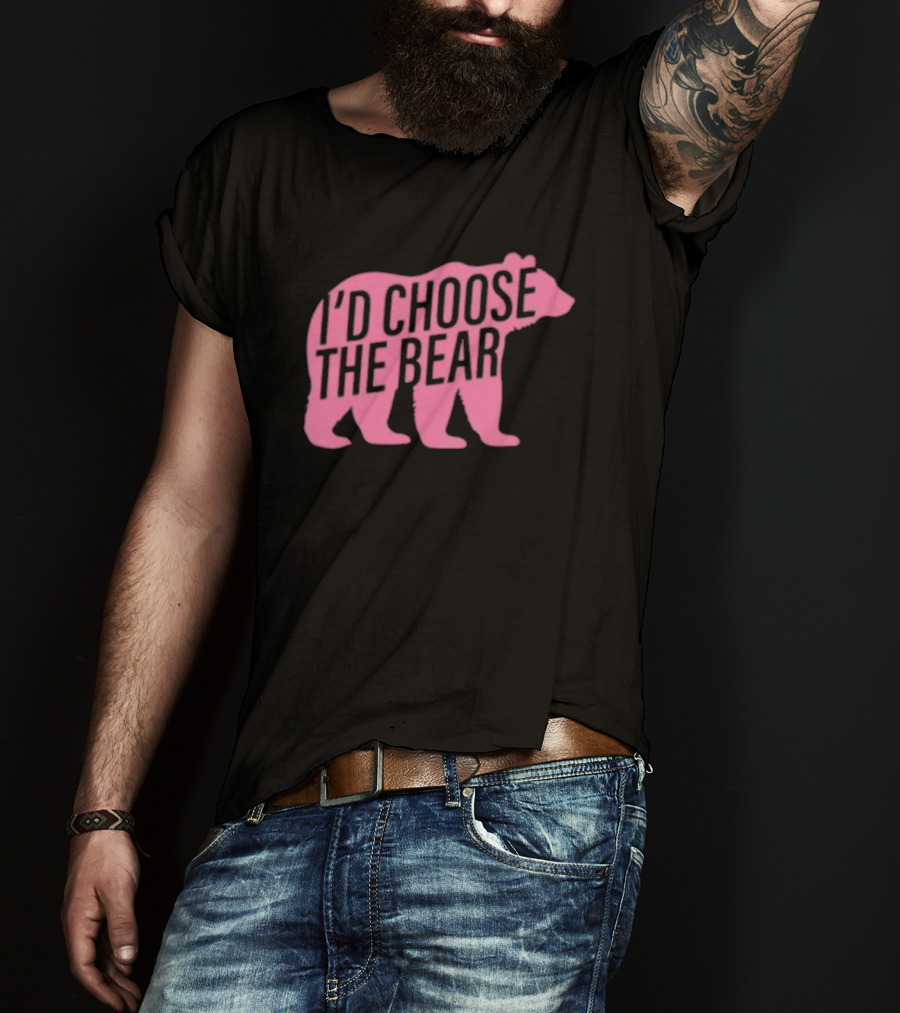 Confettirebels Pink Bear Silhouette I’d Choose The Bear T-Shirt