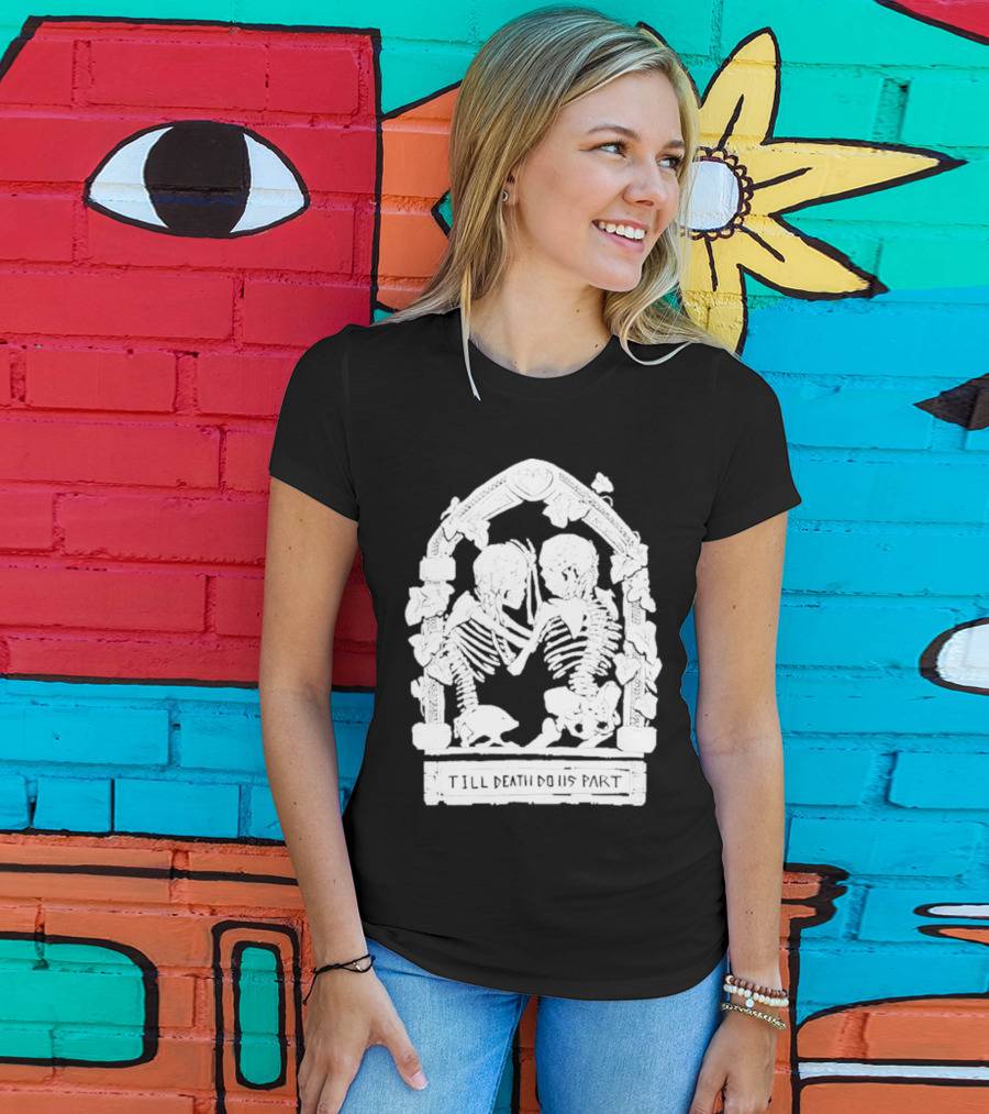 Till Death Do Us Part Skeleton Gothic Arch Motif T-Shirt