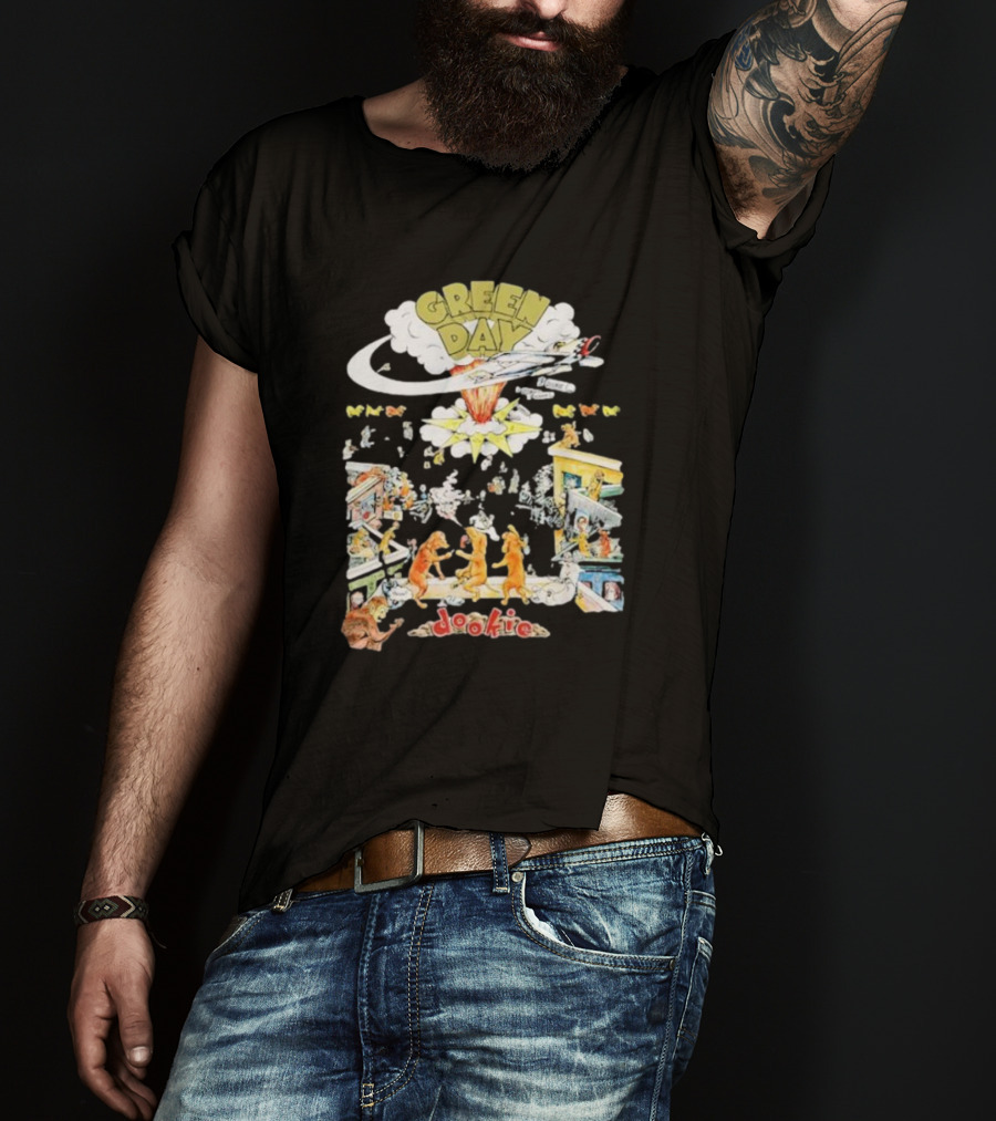 Green Day Dookie Cartoon Explosion Scene T-Shirt
