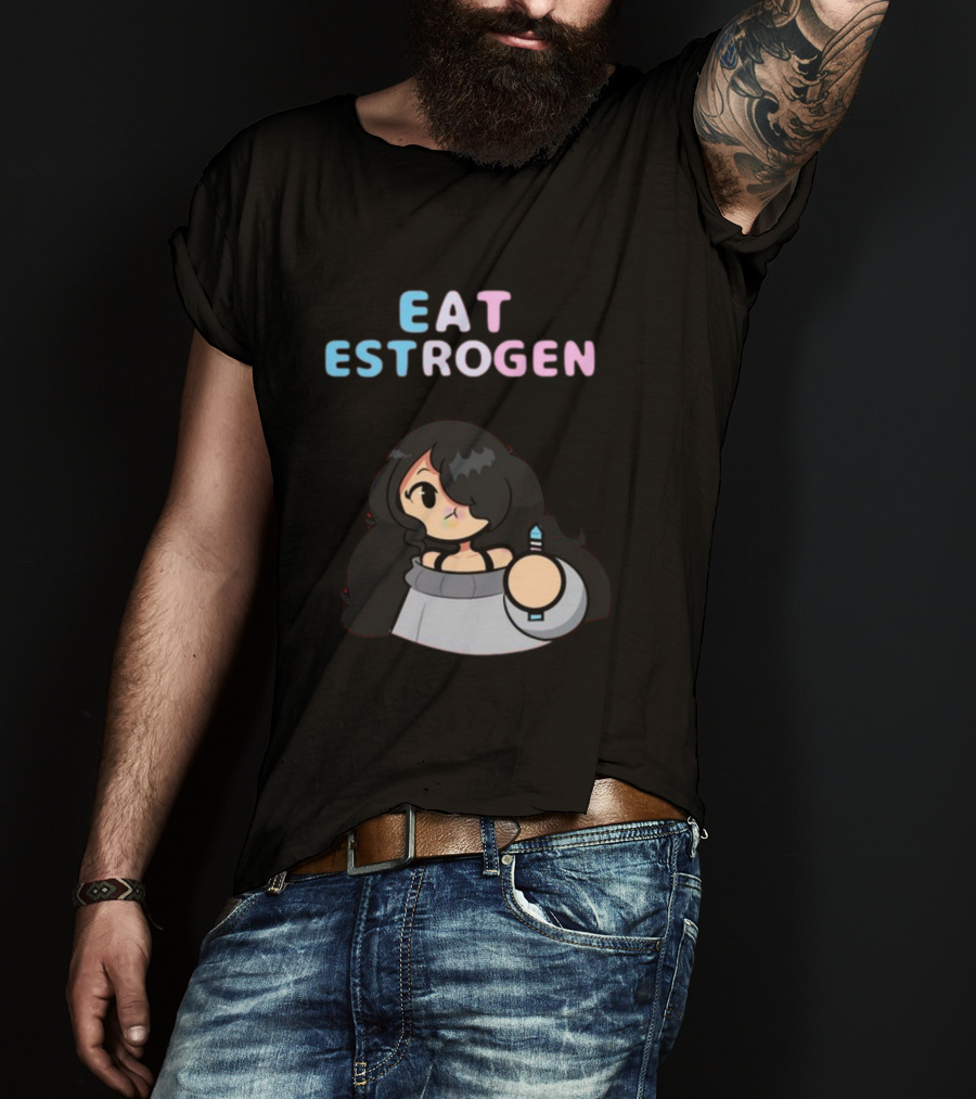 Eat Estrogen Cartoon Character Holding Syringe T-Shirt