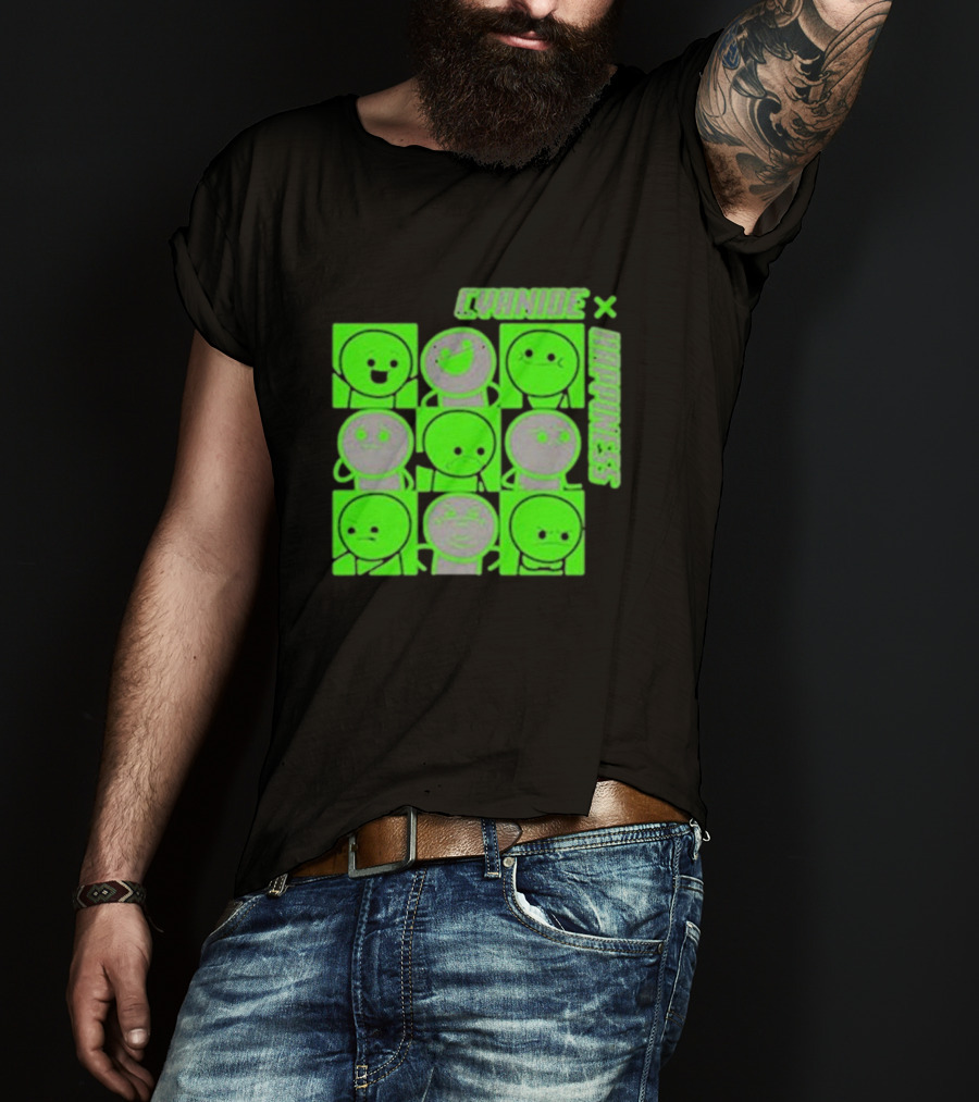 Cyanide X Happiness Neon Green Faces T-Shirt