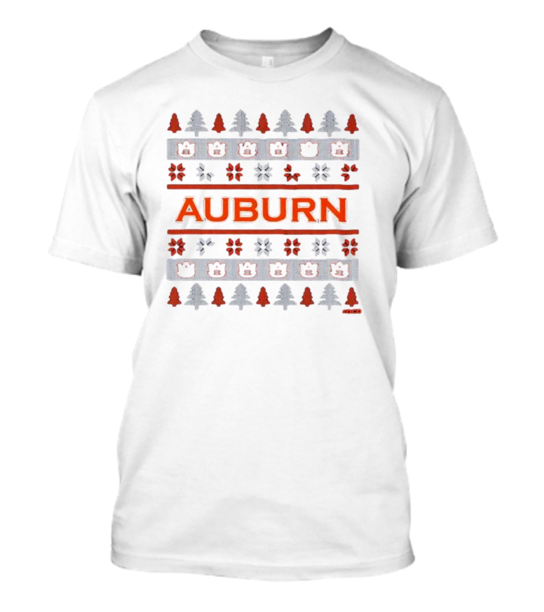 Auburn Festive Holiday Winter Pattern Trees Bears T-Shirt