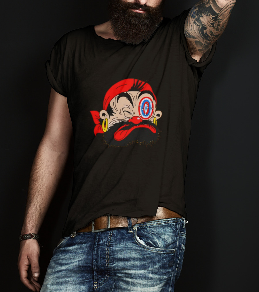 Bluto Sindbad Knockout Cartoon Pirate Target Eye T-Shirt