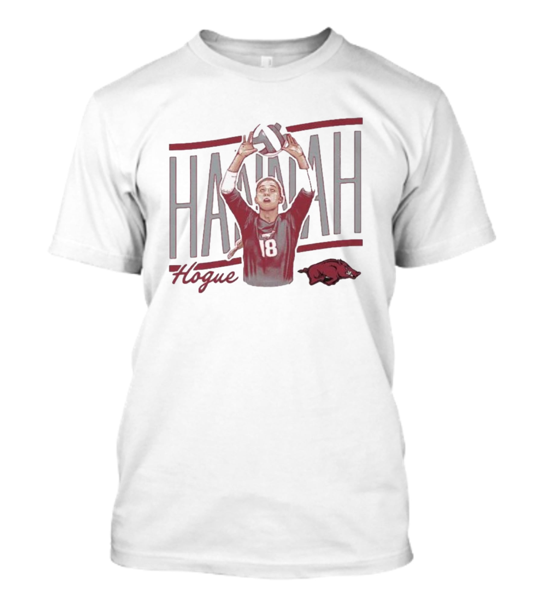 Hannah Hogue Volleyball Number 18 Razorback T-Shirt