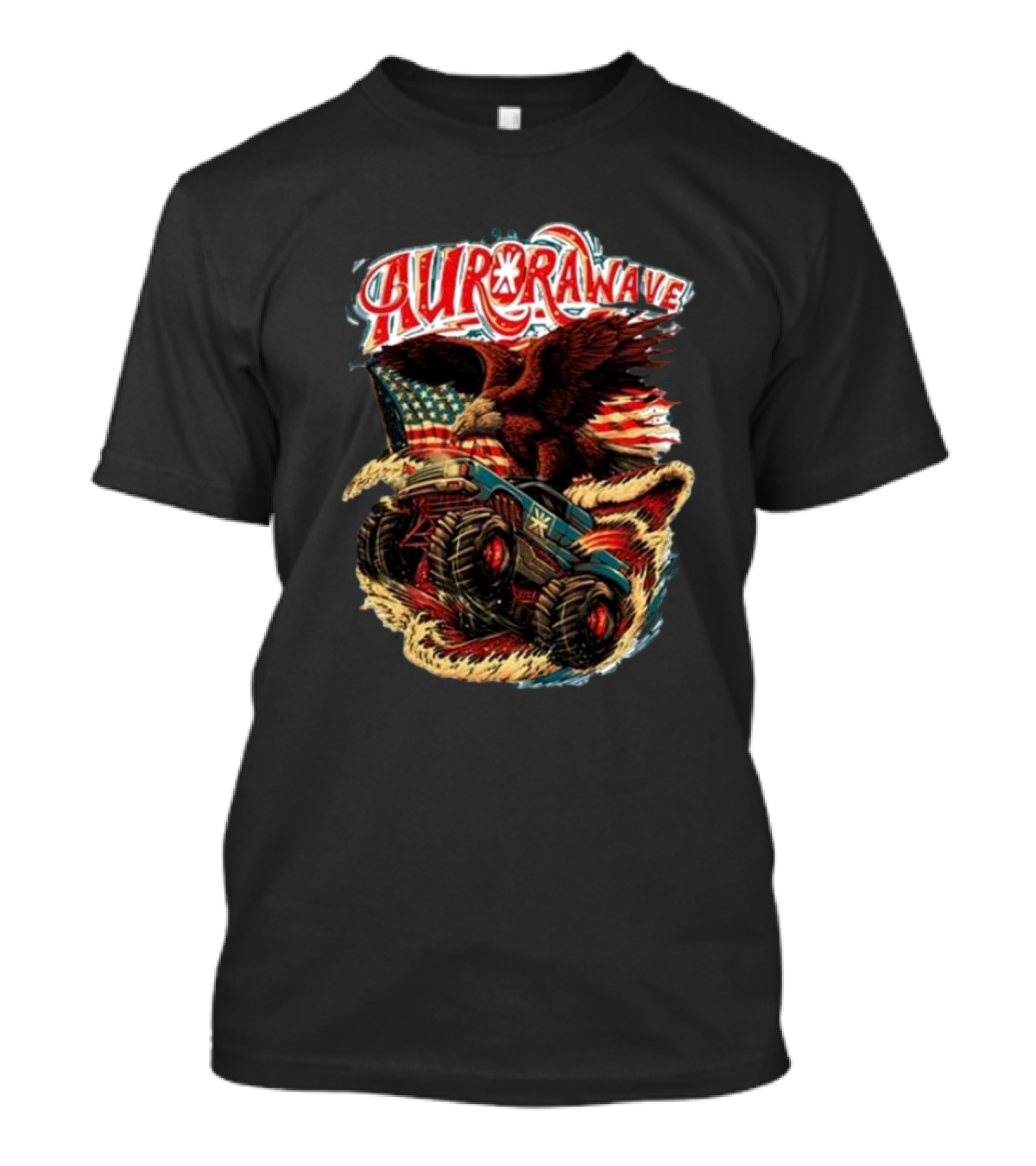 Aurorawave America F Yeah Eagle Monster Truck Vintage USA Flag T-Shirt
