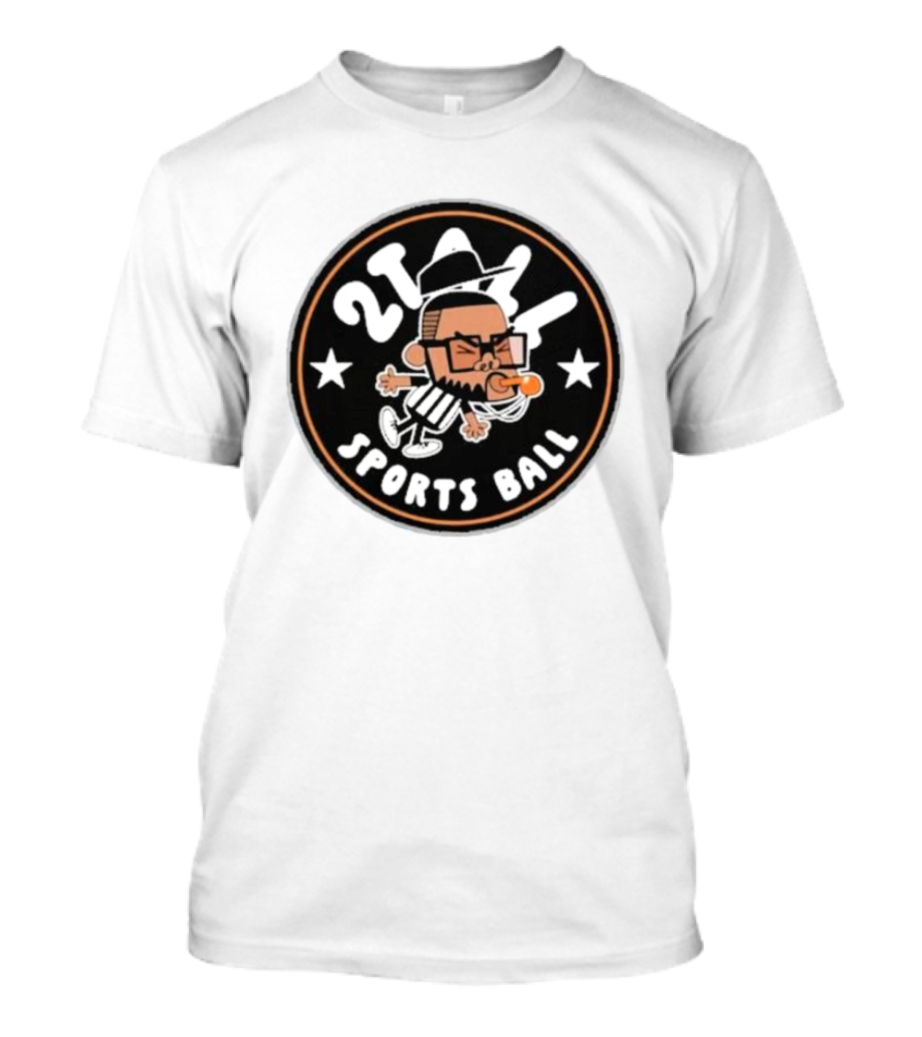 2Tall Sports Ball Referee Cartoon With Whistle And Stars T-Shirt