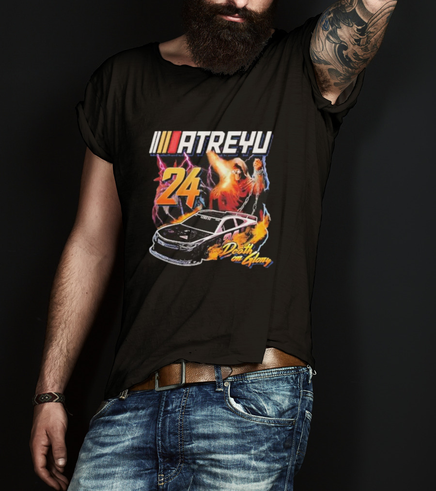 ATREYU 24 Death Or Glory Racing Theme With Flaming Car And Lightning Chains T-Shirt