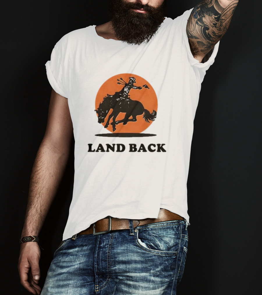 Krime Land Back Cowboy Silhouette With Orange Circle T-Shirt