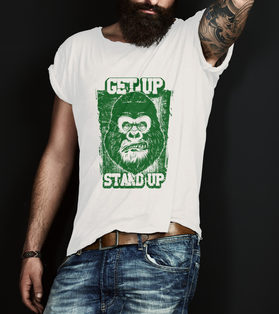 GET UP STAND UP Gorilla Face T-Shirt